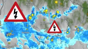 WetterRadar zeigt Gewitterzellen im Norden des Landes