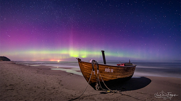 Am Montagabend entstand auf Usedom dieses geniale Bild der Polarlichter.