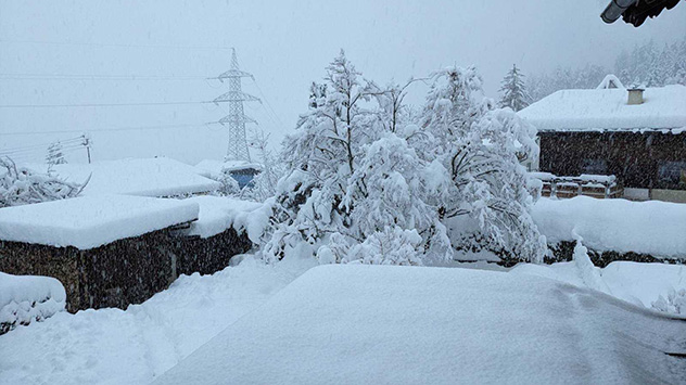 Im Tiroler Absam liegen rund 50 Zentimeter Schnee.