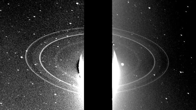 Neptuns Ringe aus Sicht der Raumsonde Voyager-2