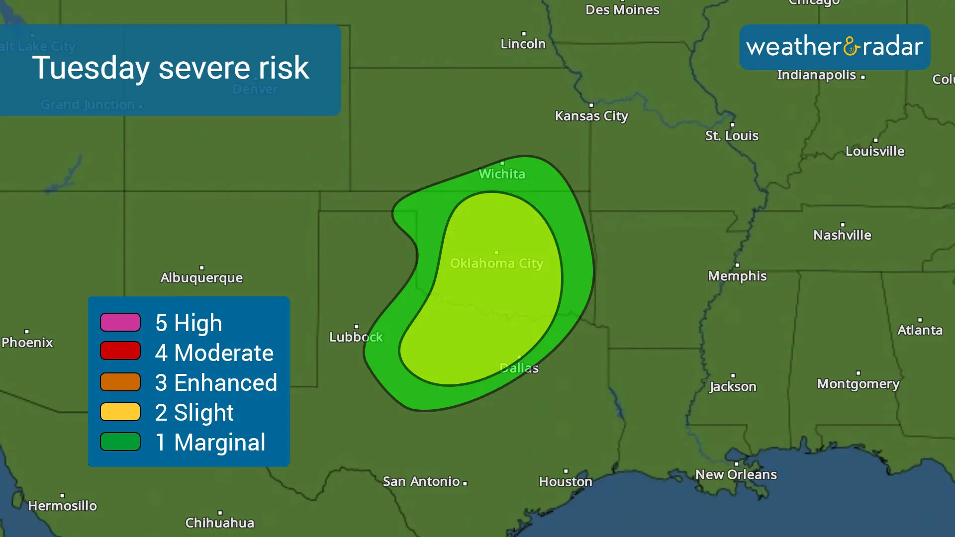 Tuesday's severe risk for the southern Plains.