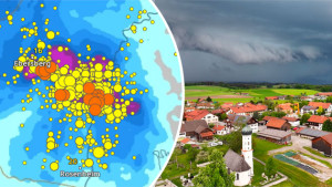WetterRadar und Bild eines Gewitters