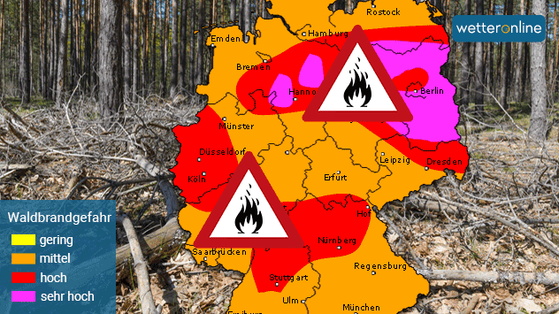 Die Karte zeigt die Waldbrandgefahr bis Montag. 