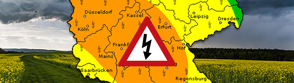 Karte mit Unwetterwarnungen für Deutschland