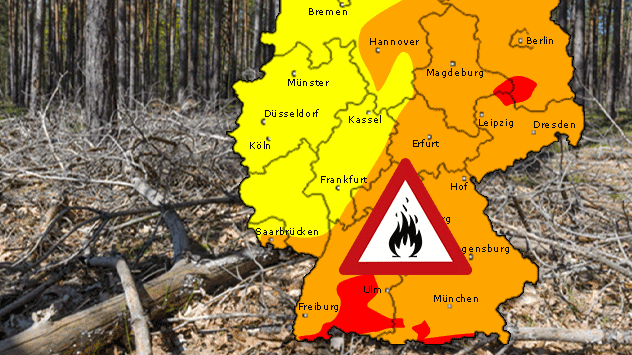 Die Karte zeigt, wo die Waldbrandgefahr am größten ist. 