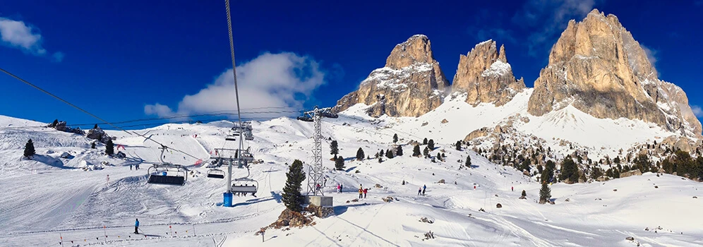 Skifahren in den Dolomiten in Italien