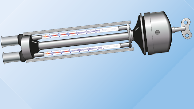Das Psychrometer besteht aus zwei Thermometern, von denen eines das Feuchtthermometer ist. 