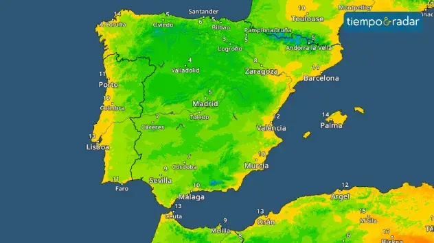 Siguen registrándose temperaturas mínimas por debajo de los 10 grados en gran parte de España. 