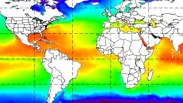 Wassertemperatur vor Afrikas Küste und im Atlantik