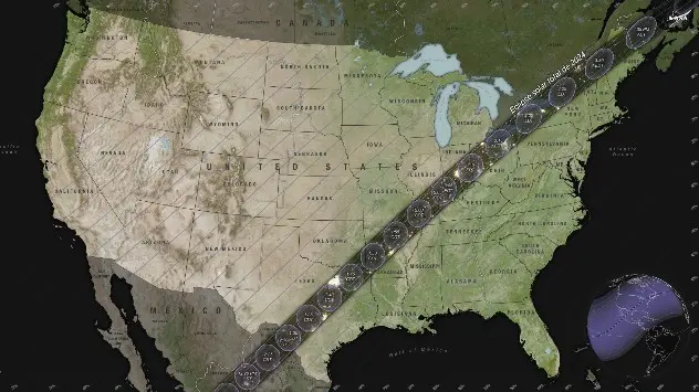 El eclipse se observará en su totalidad en México, Estados Unidos y Canadá. 