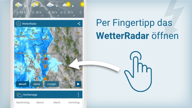 Per Fingertipp das WetterRadar öffnen