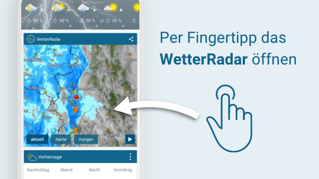 Per Fingertipp das WetterRadar öffnen