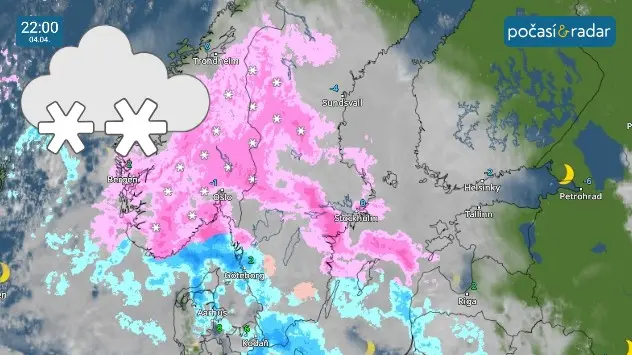 Husté sněžení pro jižní partie Skandinávského poloostrova náš Meteoradar i na čtvrtek 4. dubna.