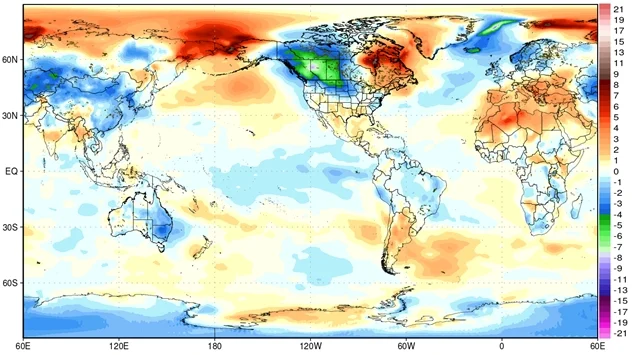 Anomalija temperature globalno