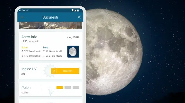 Nou în aplicația Meteo & Radar: fazele Lunii