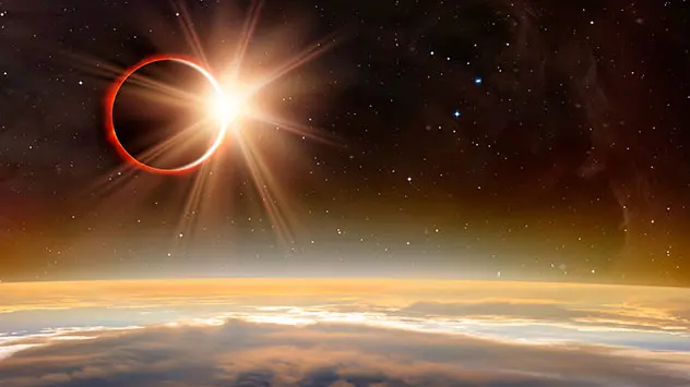 Sonnenfinsternis vom Weltall aus gesehen