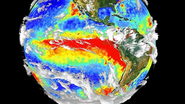 El Nino temperature map of the Pacific Ocean