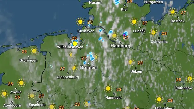 Satellitenkarte mit Wetterradar Wetterradar und Deutschlandkarte