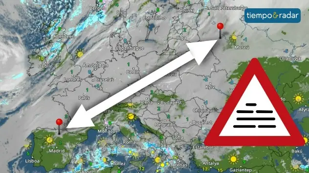 La nubosidad se ha extendido más de 2.000 kilómetros a lo largo de Europa. 