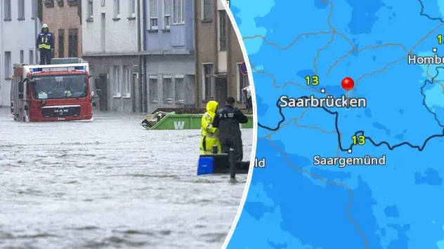 Im Saarland und der Pfalz stehen ganze Straßenzüge aufgrund von Dauerregen unter Wasser