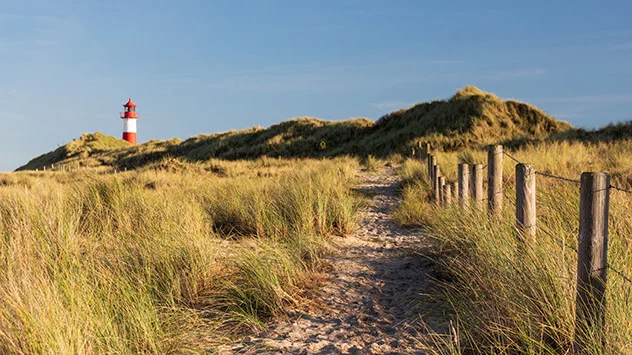 Leuchtturm in den Dünen von Sylt im Herbst