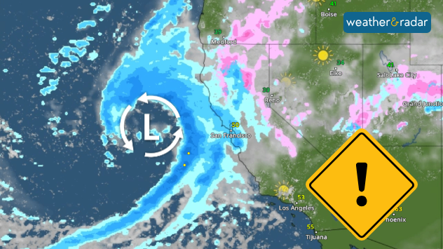 A new low-pressure storm system is approaching California and will bring heavy rain and mountain snow.