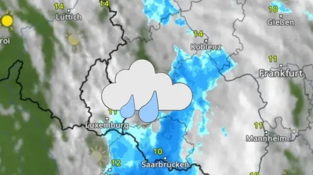 WetterRadar zeigt Regen im Saarland und Teilen Rheinland-Pfalzes