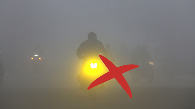 Avoid using high beam headlights as fog reflects light