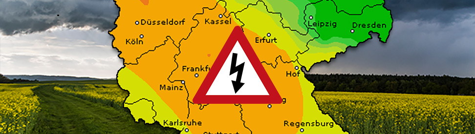 Karte mit Unwetterwarnungen für Deutschland