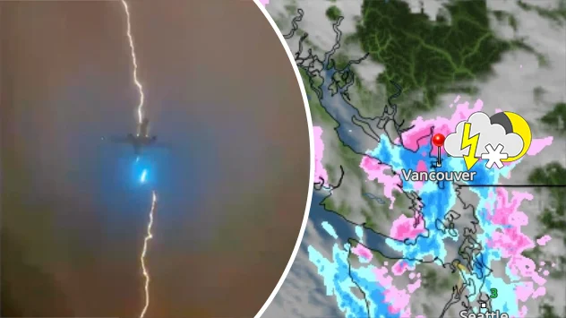Blitz trifft Flugzeug beim Start in Vancouver.