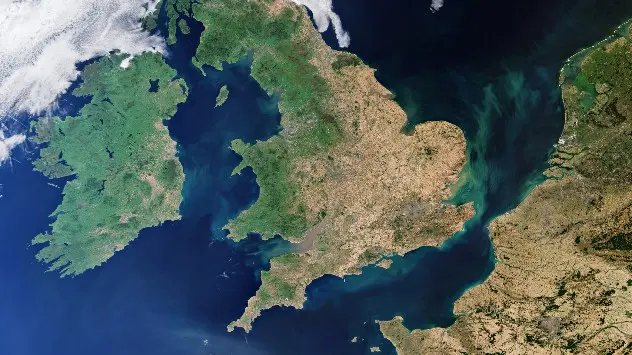 Satellite view of parched UK