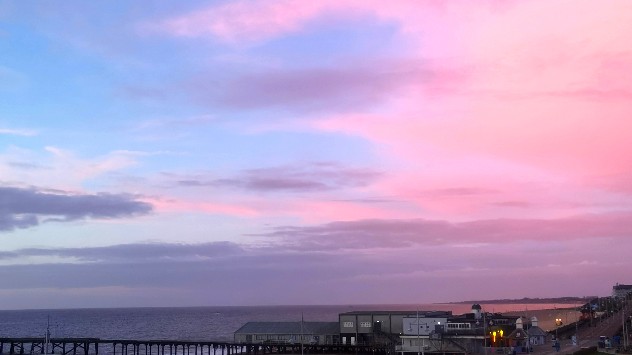 Pink sky at sunrise