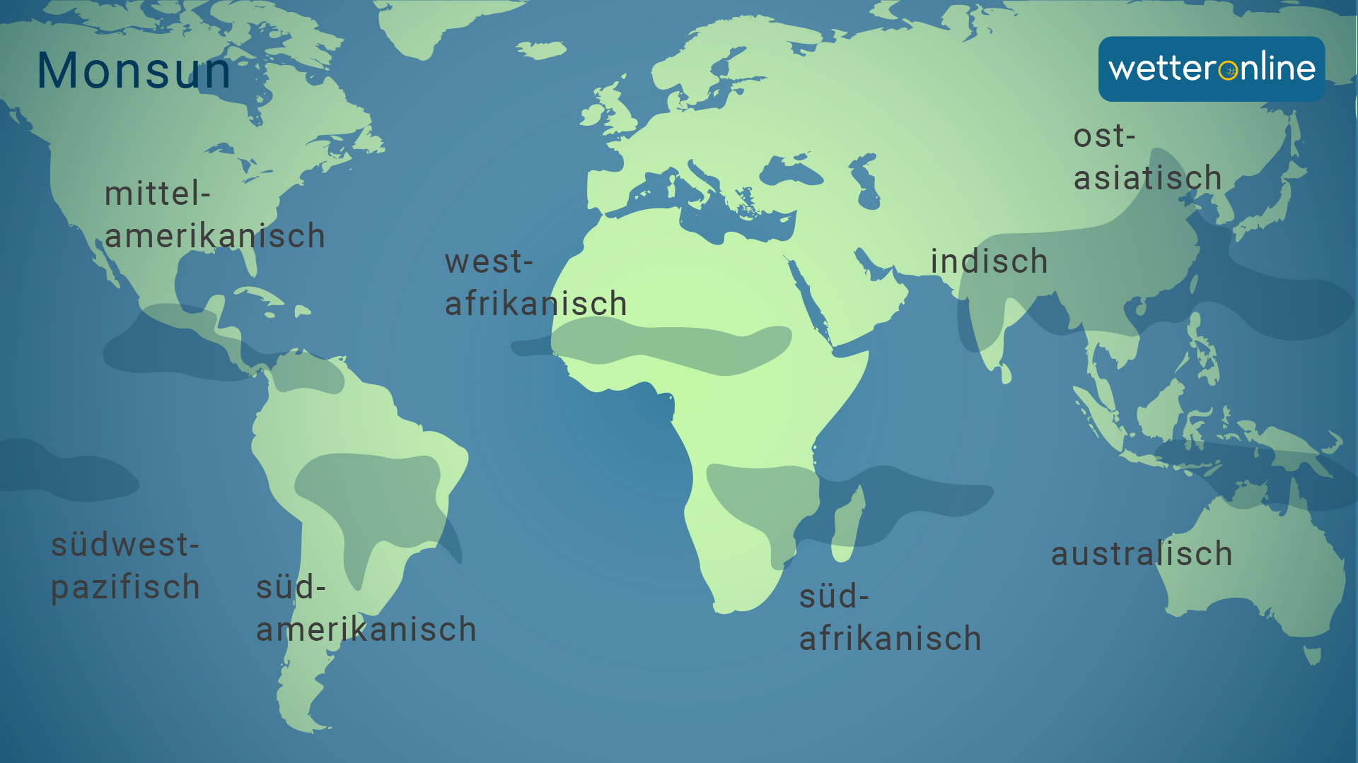In diesen Erdregionen gibt es den Monsun.