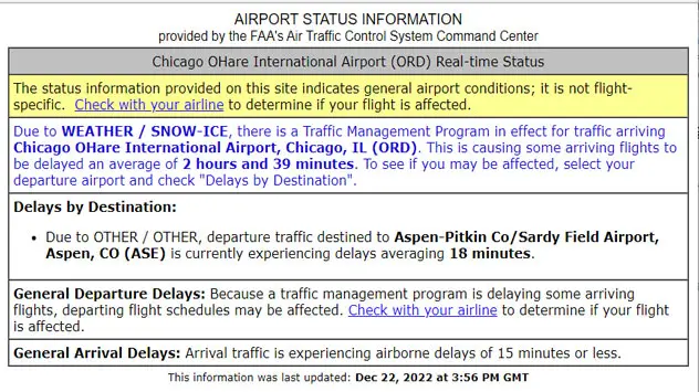 Chicago O'hare International reporting snow and ice delaying arrival fights late Thursday morning. 