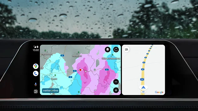 Kakvo god vas vrijeme čekalo na vašem putovanju, dobro ste pripremljeni s aplikacijom WetterOnline/Vrijeme&Radar, koja je kompatibilna s Android Autom