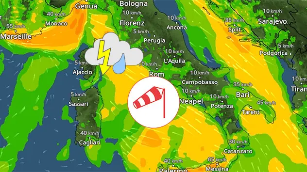 Auf dem Mittelmeer ist es derzeit wieder turbulent, wie unser WindRadar zeigt.