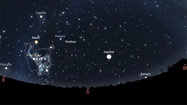 Am 21. Oktober geht das Sternbild Orion im Südosten auf.