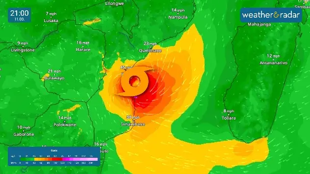 Wind map showing Tropical Storm Filipo