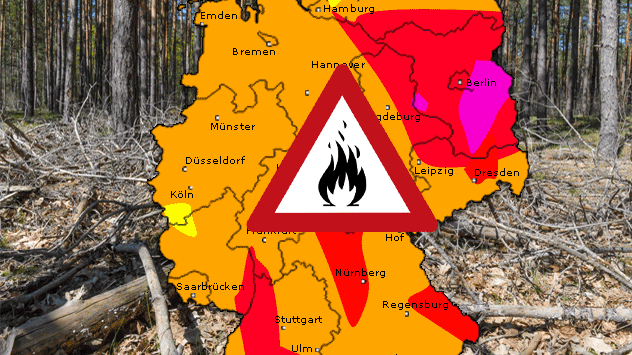 Waldbrandgefahr: In Berlin und Brandenburg ist die Gefahr vor Waldbränden sehr hoch. In weiten Teilen Süd- und Ostdeutschlands ist sie erhöht.