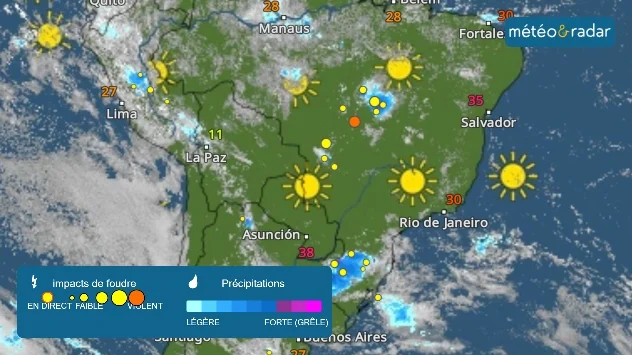 Carte du radar météo au Brésil