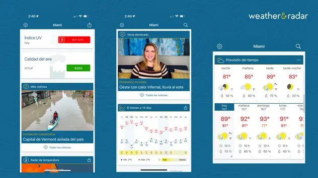 Nuestra app Weather and Radar en español