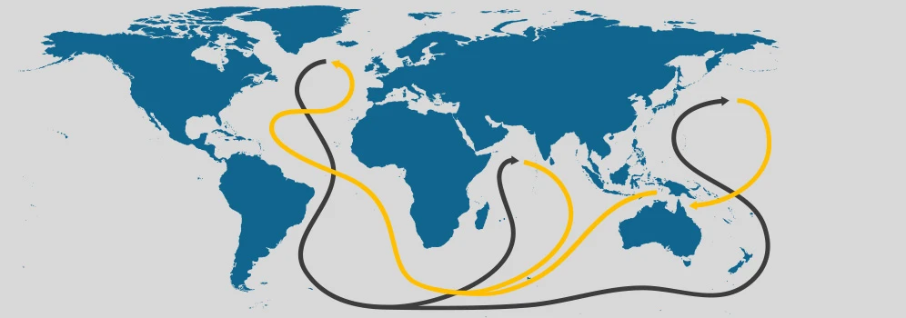 Verlauf des Golfstrom von der Karibik bis zum Atlantik (Infografik)
