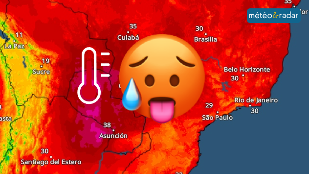 Carte des températures au Brésil via le radar météo