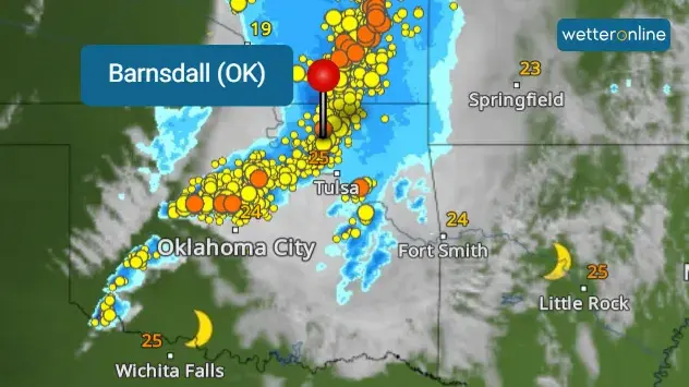 WetterRadar mit Gewitterlinie über Oklahoma