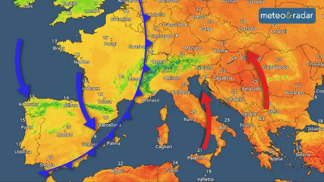 Aria mite che dal nord Africa affluisce sull'Italia