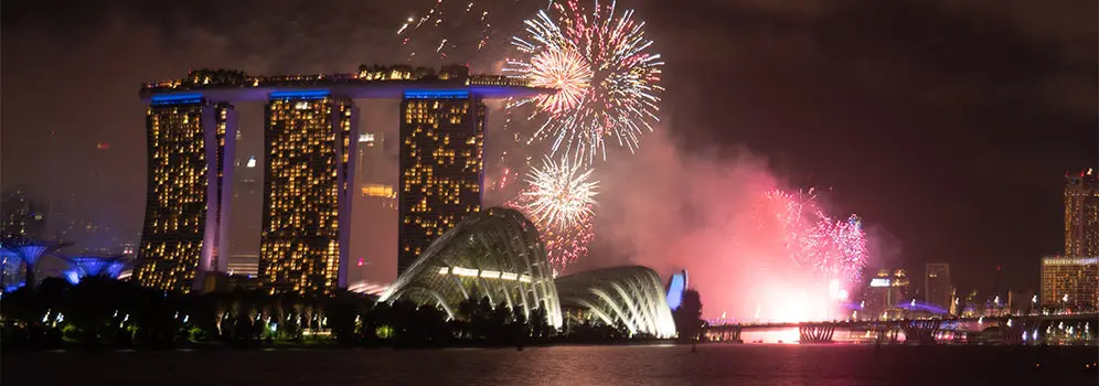 Feuerwerk an Silvester in Singapur