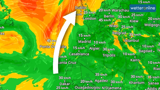 Jak ukazuje i náš Větrný radar, převládající směr proudění nad západní Evropou je jihozápadní. 