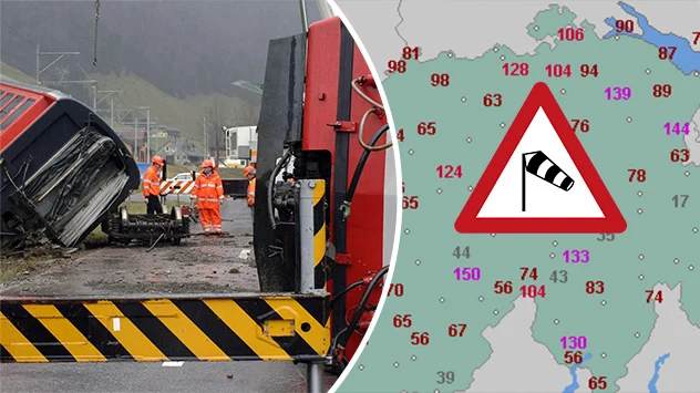 Durch Sturm- und Orkanböen entgleiste die Appenzeller Bahn.