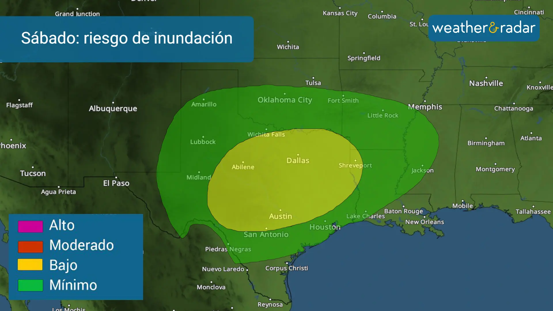 Las lluvias se vuelven más intensas y persistentes en Texas el sábado aumentando el riesgo de inundaciones.