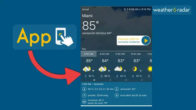 Nuestra app Weather and Radar en español.